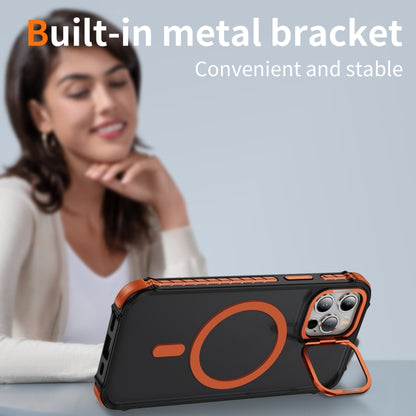 For iPhone 12 Pro Max Rainbow Series Skin Feel MagSafe Lens Holder Phone Case(Orange) by buy2fix