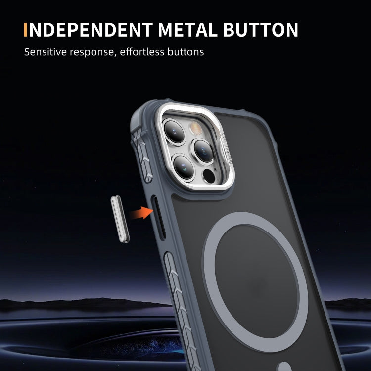 For iPhone 12 Pro Rainbow Series Skin Feel MagSafe Lens Holder Phone Case(Grey) by buy2fix