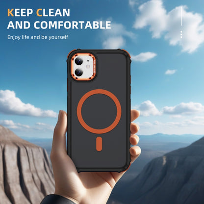 For iPhone 11 Rainbow Series Skin Feel MagSafe Lens Holder Phone Case(Orange) by buy2fix