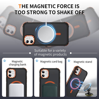 For iPhone 11 Rainbow Series Skin Feel MagSafe Lens Holder Phone Case(Orange) by buy2fix