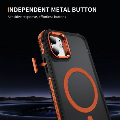 For iPhone 11 Rainbow Series Skin Feel MagSafe Lens Holder Phone Case(Orange) by buy2fix