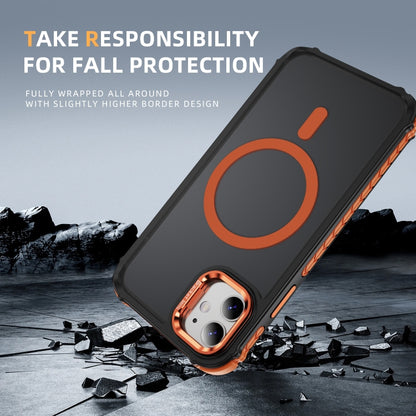 For iPhone 11 Rainbow Series Skin Feel MagSafe Lens Holder Phone Case(Orange) by buy2fix