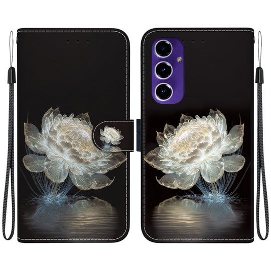 For Galaxy A16 5G Crystal Texture Colored Drawing Leather Phone Case(Crystal Peony)