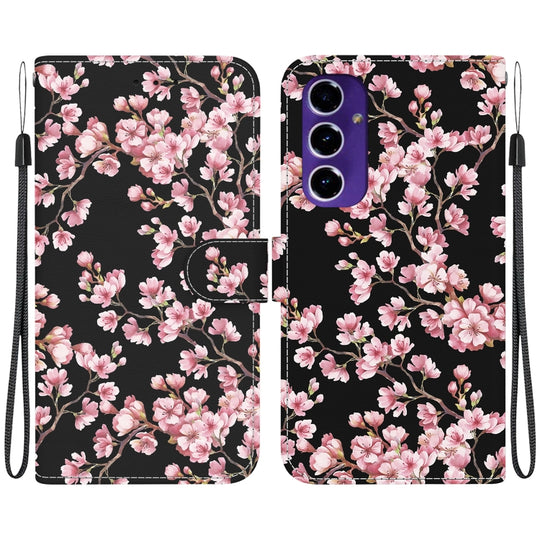 For Galaxy A16 5G Crystal Texture Colored Drawing Leather Phone Case(Plum Bossom)