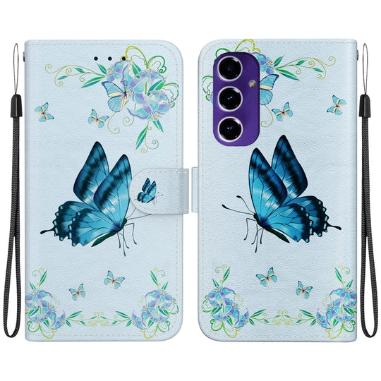 For Galaxy A16 5G Crystal Texture Colored Drawing Leather Phone Case(Blue Pansies)