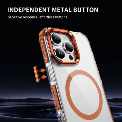 For iPhone 16 Pro Rainbow Series Transparent MagSafe Lens Holder Phone Case(Orange) by buy2fix
