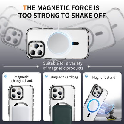 For iPhone 16 Pro Rainbow Series Transparent MagSafe Lens Holder Phone Case(Black) by buy2fix