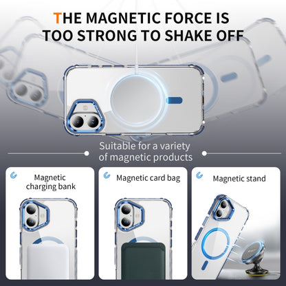 For iPhone 16 Rainbow Series Transparent MagSafe Lens Holder Phone Case(Blue) - iPhone 16 Cases by buy2fix | Online Shopping UK | buy2fix