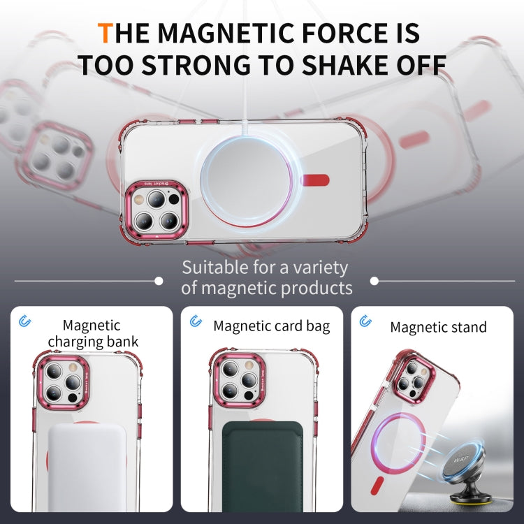 For iPhone 12 Pro Max Rainbow Series Transparent MagSafe Lens Holder Phone Case(Red) by buy2fix