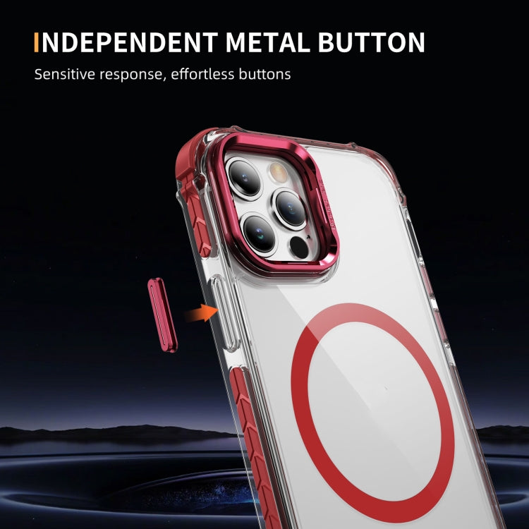 For iPhone 12 Pro Max Rainbow Series Transparent MagSafe Lens Holder Phone Case(Red) by buy2fix