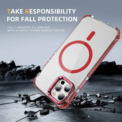 For iPhone 12 Pro Max Rainbow Series Transparent MagSafe Lens Holder Phone Case(Red) by buy2fix