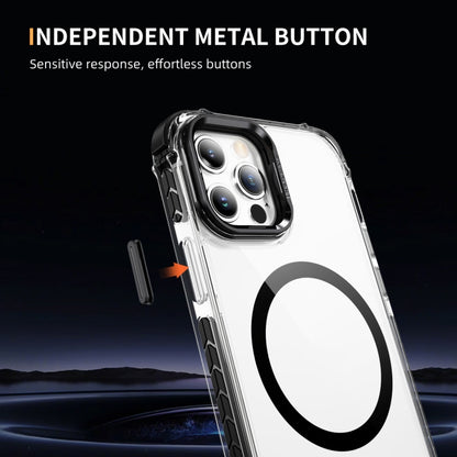 For iPhone 12 Pro Rainbow Series Transparent MagSafe Lens Holder Phone Case(Black) by buy2fix