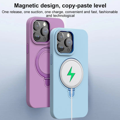 For iPhone 14 Liquid Silicone MagSafe Metal Ring Holder Phone Case(Black) by buy2fix