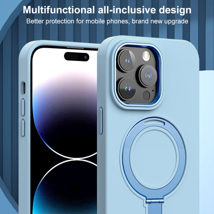 For iPhone 14 Liquid Silicone MagSafe Metal Ring Holder Phone Case(Black) by buy2fix