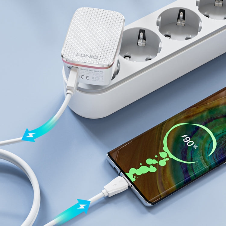 LDNIO A1204Q QC3.0 18W USB Fast Charger with 1m USB to Micro USB Cable, Plug Type:UK Plug(White Gold) - USB Charger by LDNIO | Online Shopping UK | buy2fix