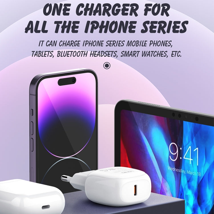 LDNIO A1206C PD27W USB-C / Type-C Fast Charger with 1m Type-C Cable, Plug Type:EU Plug(White) - USB Charger by LDNIO | Online Shopping UK | buy2fix
