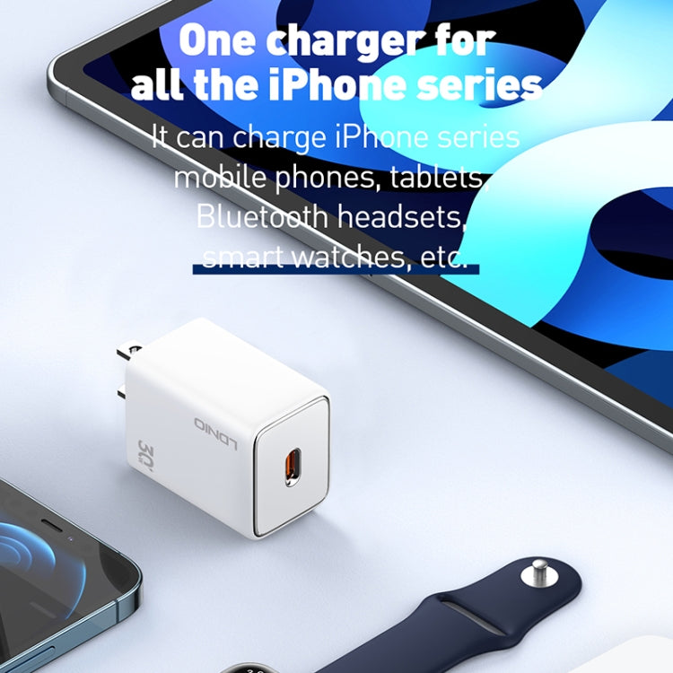 LDNIO A1508C PD30W USB-C / Type-C Fast Charger with 1m Type-C Cable(White) - USB Charger by LDNIO | Online Shopping UK | buy2fix