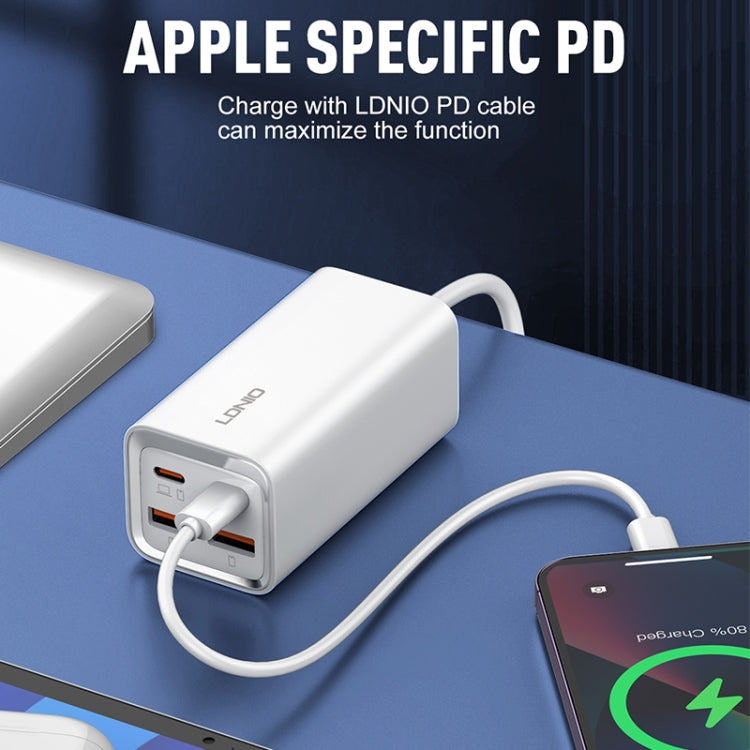 LDNIO A4610C PD65W Dual USB-C / Type-C + Dual USB Fast Charger, Cable Length: 1.5m, Plug Type:EU Plug·(White) - USB Charger by LDNIO | Online Shopping UK | buy2fix