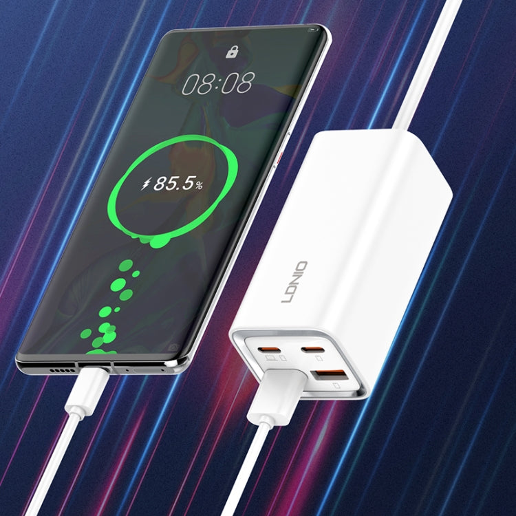 LDNIO A4610C PD65W Dual USB-C / Type-C + Dual USB Fast Charger, Cable Length: 1.5m, Plug Type:EU Plug·(White) - USB Charger by LDNIO | Online Shopping UK | buy2fix