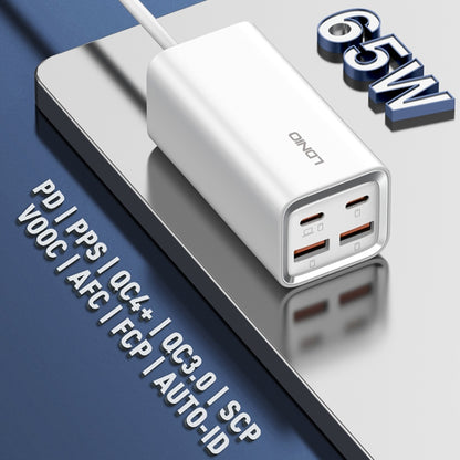 LDNIO A4610C PD65W Dual USB-C / Type-C + Dual USB Fast Charger, Cable Length: 1.5m, Plug Type:EU Plug·(White) - USB Charger by LDNIO | Online Shopping UK | buy2fix