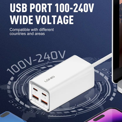 LDNIO A4610C PD65W Dual USB-C / Type-C + Dual USB Fast Charger, Cable Length: 1.5m, Plug Type:EU Plug·(White) - USB Charger by LDNIO | Online Shopping UK | buy2fix