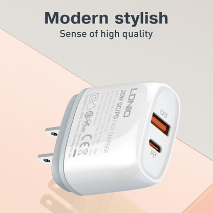 LDNIO Q229 QC3.0 / PD20W USB + Type-C Fast Charger with 1m USB to Type-C Cable, Plug Type:US Plug(White) - USB Charger by LDNIO | Online Shopping UK | buy2fix