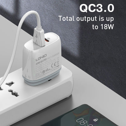 LDNIO Q229 QC3.0 / PD20W USB + Type-C Fast Charger with 1m USB to Type-C Cable, Plug Type:UK Plug(White) - USB Charger by LDNIO | Online Shopping UK | buy2fix