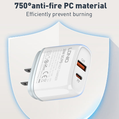 LDNIO Q229 QC3.0 / PD20W USB + Type-C Fast Charger with 1m USB to Type-C Cable, Plug Type:US Plug(White) - USB Charger by LDNIO | Online Shopping UK | buy2fix