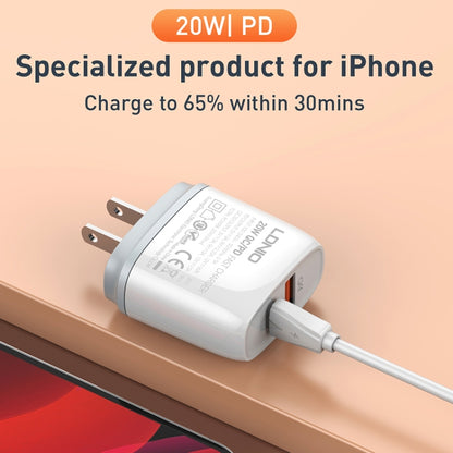 LDNIO Q229 QC3.0 / PD20W USB + Type-C Fast Charger with 1m Type-C to Type-C Cable, Plug Type:EU Plug(White) - USB Charger by LDNIO | Online Shopping UK | buy2fix