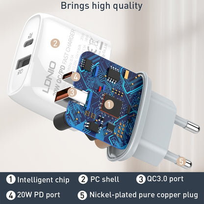 LDNIO Q229 QC3.0 / PD20W USB + Type-C Fast Charger with 1m Type-C to Type-C Cable, Plug Type:US Plug(White) - USB Charger by LDNIO | Online Shopping UK | buy2fix