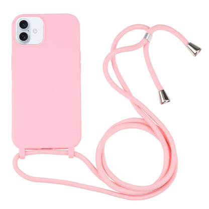 Candy Colors TPU Protective Phone Case with Lanyard For iPhone 16 Plus(Pink) - iPhone 16 Plus Cases by buy2fix | Online Shopping UK | buy2fix