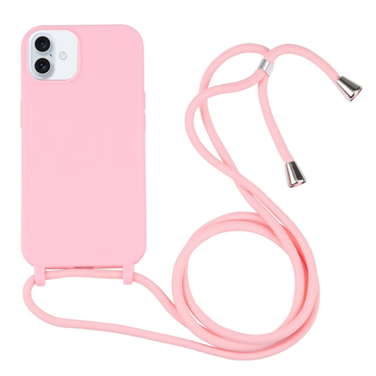 Candy Colors TPU Protective Phone Case with Lanyard For iPhone 16 Plus(Pink) - iPhone 16 Plus Cases by buy2fix | Online Shopping UK | buy2fix