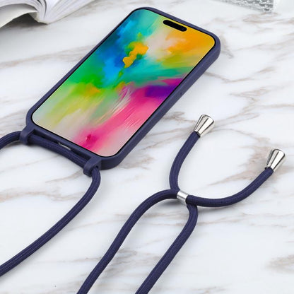 Candy Colors TPU Protective Phone Case with Lanyard For iPhone Air(Dark Blue) - iPhone Air Cases by buy2fix | Online Shopping UK | buy2fix