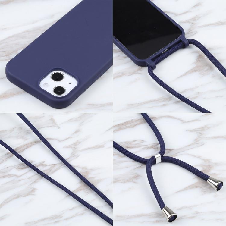 Candy Colors TPU Protective Phone Case with Lanyard For iPhone Air(Dark Blue) - iPhone Air Cases by buy2fix | Online Shopping UK | buy2fix