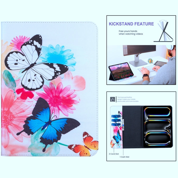 For iPad Air 13 2025 / 2024 Colored Drawing Leather Tablet Case(Two Butterflies) - iPad Air 13 2025 / 2024 Cases by buy2fix | Online Shopping UK | buy2fix