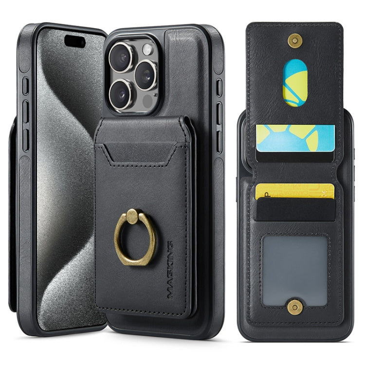 For iPhone 15 Pro MAGKING K1 MagSafe Detachable Wallet RFID Back Cover Phone Case(Black) - iPhone 15 Pro Cases by MAGKING | Online Shopping UK | buy2fix