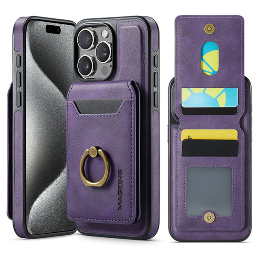 For iPhone 15 Pro MAGKING K1 MagSafe Detachable Wallet RFID Back Cover Phone Case(Purple) - iPhone 15 Pro Cases by MAGKING | Online Shopping UK | buy2fix