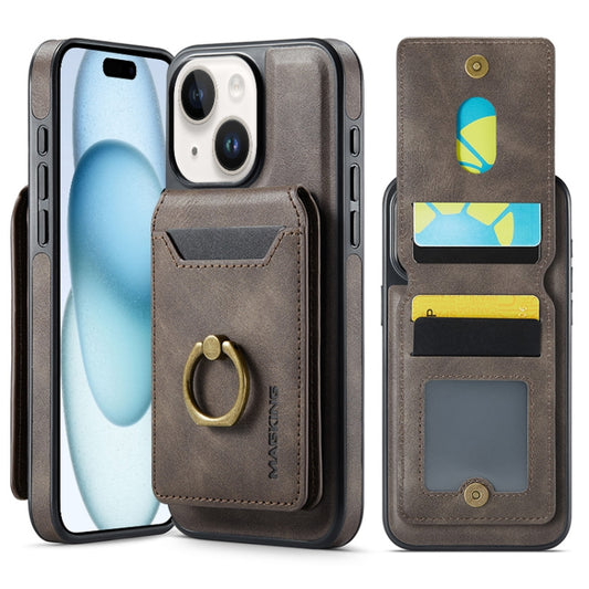 For iPhone 15 Plus MAGKING K1 MagSafe Detachable Wallet RFID Back Cover Phone Case(Coffee) - iPhone 15 Plus Cases by MAGKING | Online Shopping UK | buy2fix