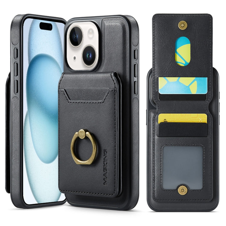 For iPhone 15 Plus MAGKING K1 MagSafe Detachable Wallet RFID Back Cover Phone Case(Black) - iPhone 15 Plus Cases by MAGKING | Online Shopping UK | buy2fix