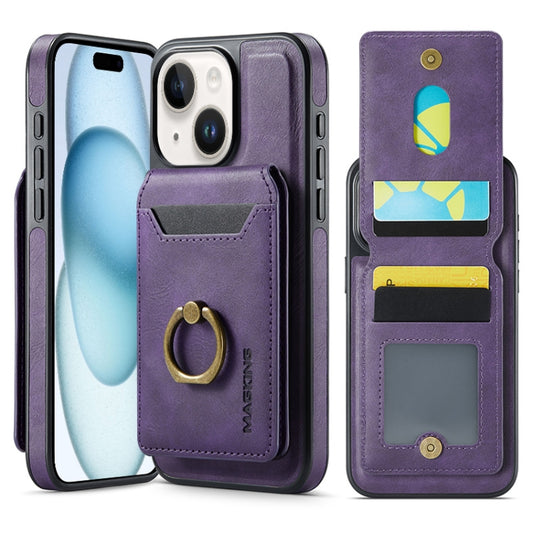 For iPhone 15 Plus MAGKING K1 MagSafe Detachable Wallet RFID Back Cover Phone Case(Purple) - iPhone 15 Plus Cases by MAGKING | Online Shopping UK | buy2fix