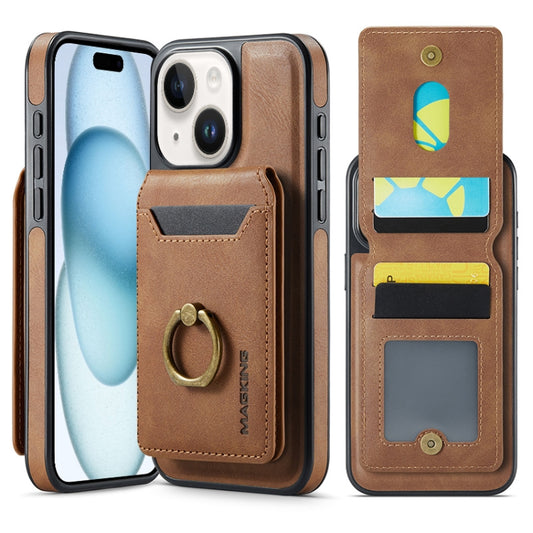 For iPhone 15 Plus MAGKING K1 MagSafe Detachable Wallet RFID Back Cover Phone Case(Brown) - iPhone 15 Plus Cases by MAGKING | Online Shopping UK | buy2fix