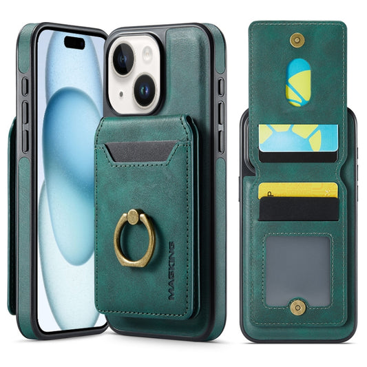 For iPhone 15 Plus MAGKING K1 MagSafe Detachable Wallet RFID Back Cover Phone Case(Green) - iPhone 15 Plus Cases by MAGKING | Online Shopping UK | buy2fix