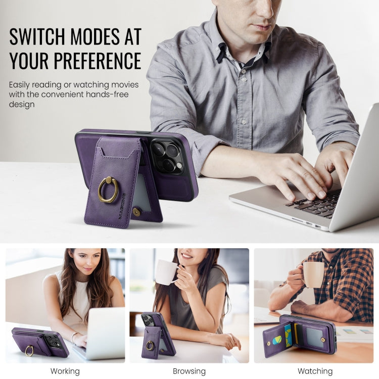 For iPhone 14 MAGKING K1 MagSafe Detachable Wallet RFID Back Cover Phone Case(Purple) - iPhone 14 Cases by MAGKING | Online Shopping UK | buy2fix