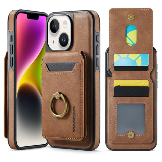 For iPhone 14 MAGKING K1 MagSafe Detachable Wallet RFID Back Cover Phone Case(Brown)
