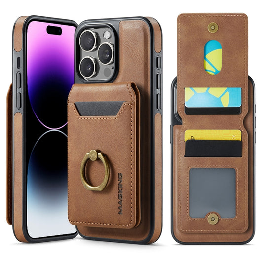 For iPhone 14 Pro Max MAGKING K1 MagSafe Detachable Wallet RFID Back Cover Phone Case(Brown) - iPhone 14 Pro Max Cases by MAGKING | Online Shopping UK | buy2fix