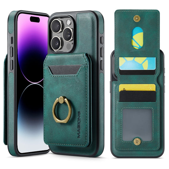 For iPhone 14 Pro Max MAGKING K1 MagSafe Detachable Wallet RFID Back Cover Phone Case(Green)
