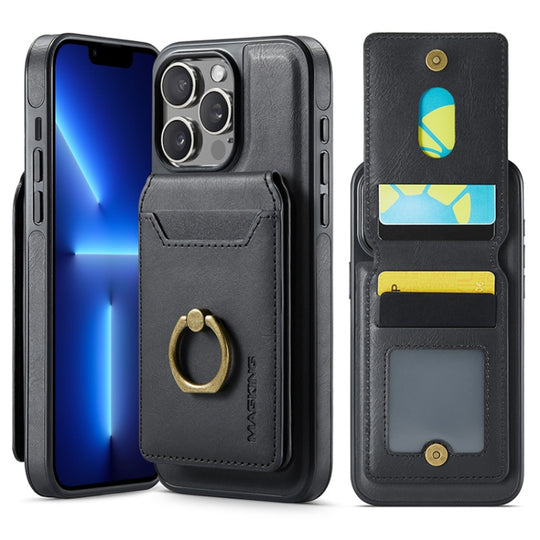 For iPhone 13 Pro MAGKING K1 MagSafe Detachable Wallet RFID Back Cover Phone Case(Black)