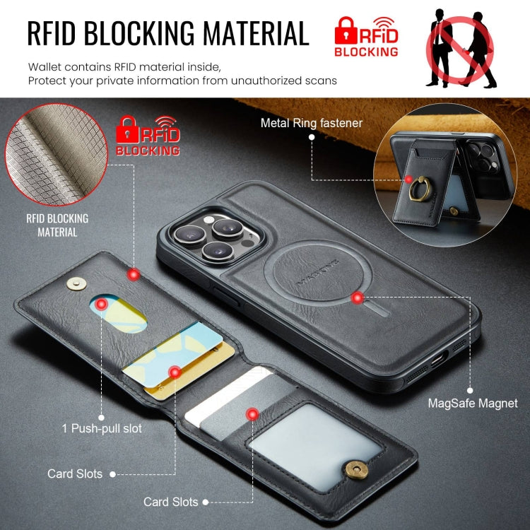 For iPhone 13 Pro MAGKING K1 MagSafe Detachable Wallet RFID Back Cover Phone Case(Black) - iPhone 13 Pro Cases by MAGKING | Online Shopping UK | buy2fix
