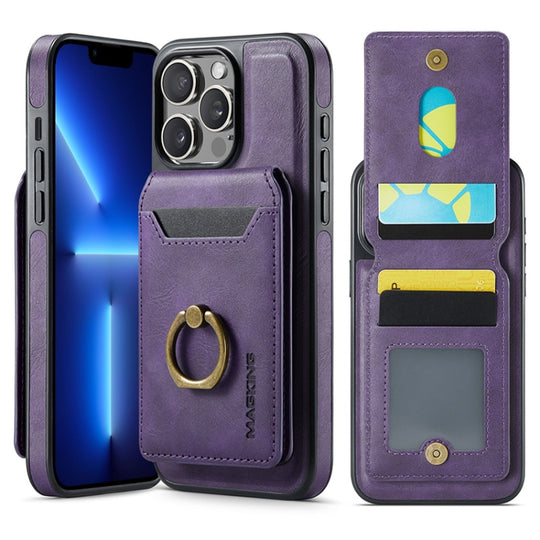 For iPhone 13 Pro MAGKING K1 MagSafe Detachable Wallet RFID Back Cover Phone Case(Purple)