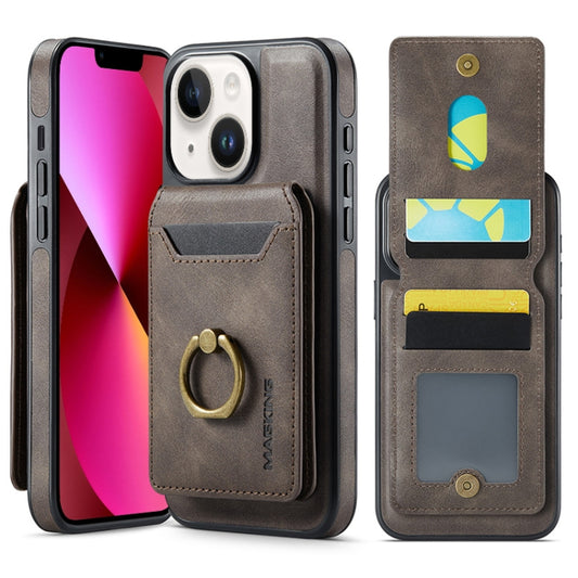 For iPhone 13 MAGKING K1 MagSafe Detachable Wallet RFID Back Cover Phone Case(Coffee) - iPhone 13 Cases by MAGKING | Online Shopping UK | buy2fix